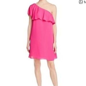 Amanda Uprichard pink Fuchsia One-Shoulde ruffle mini Dress